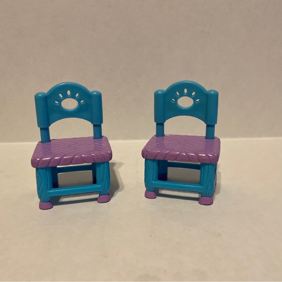DORA THE EXPLORER Talking Dollhouse BLUE CHAIRS for DINING KITCHEN TABLE 04 - Picture 3 of 7